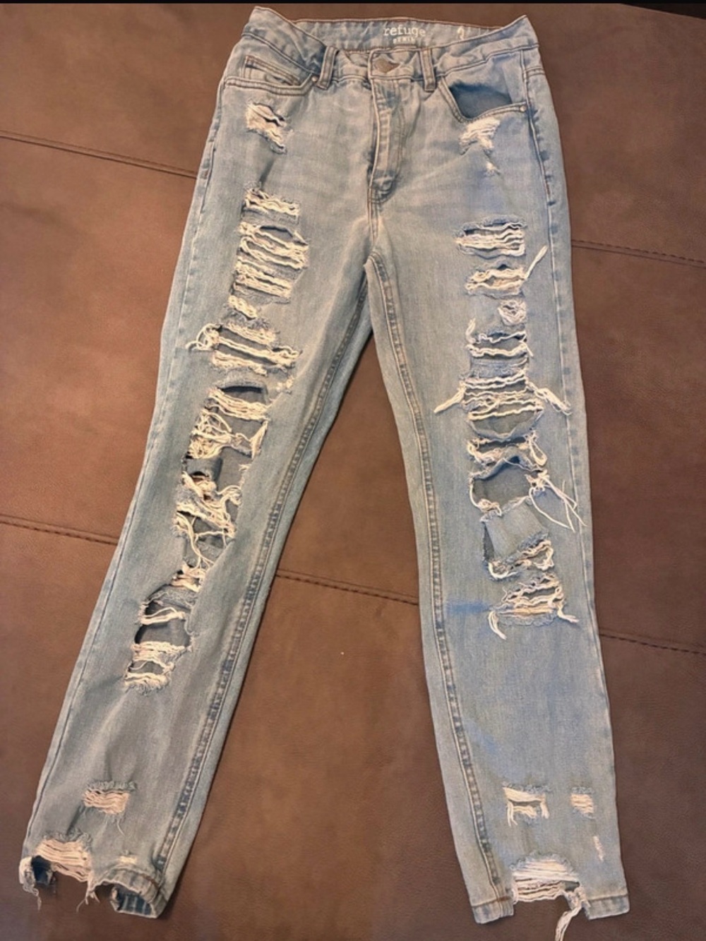 refuge Light Blue Distressed Skinny Jeans
